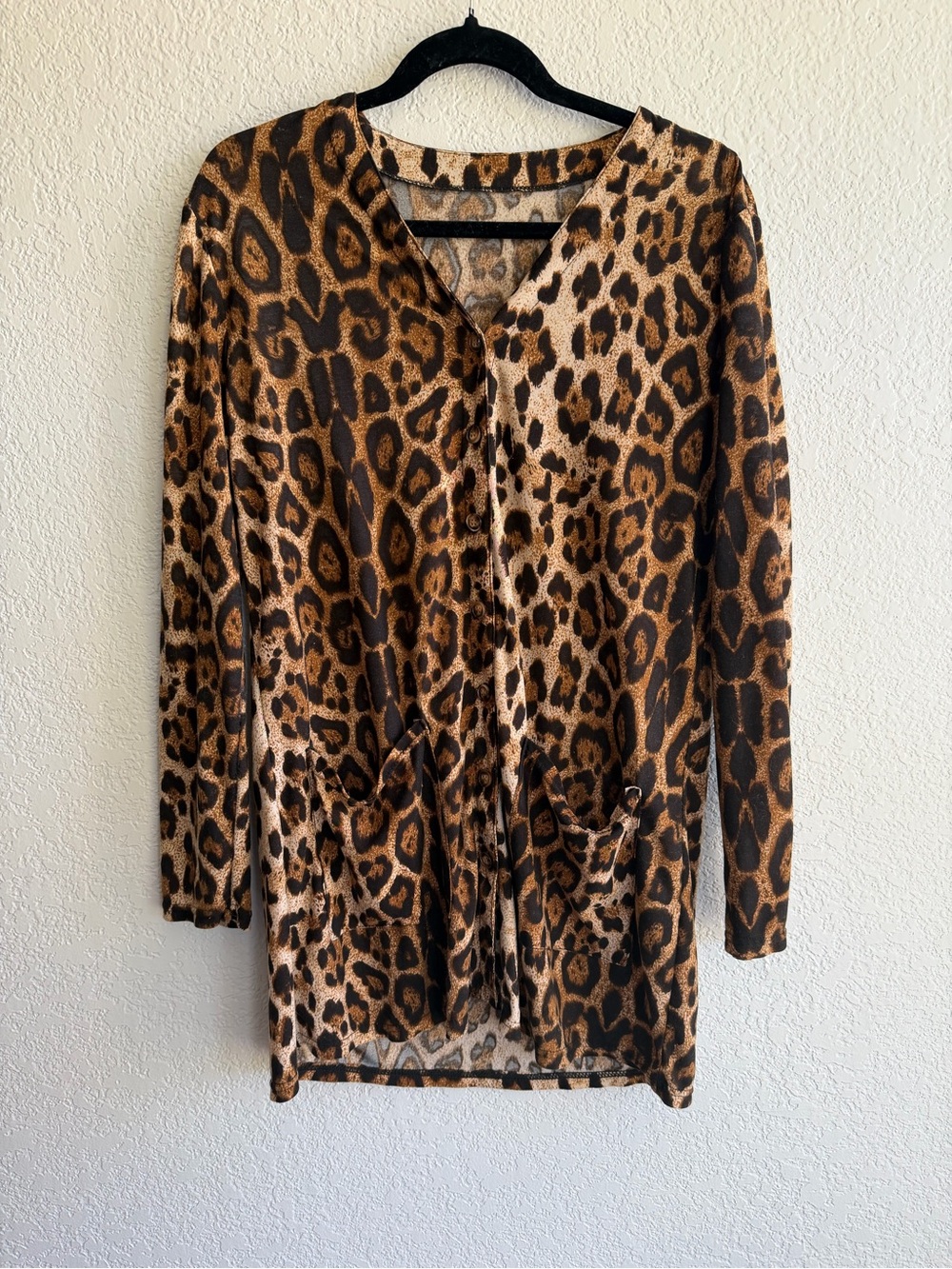 Leopard Print Longline Cardigan - Brown/Black